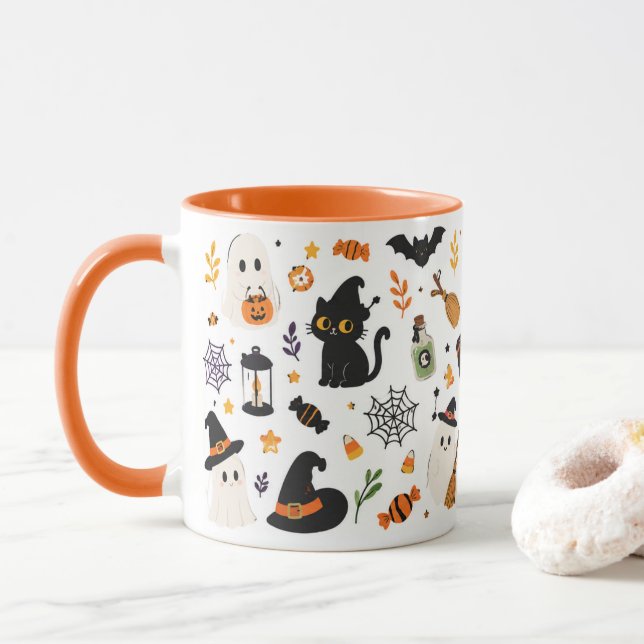 Cute Halloween Pattern Mug  (With Donut)