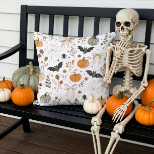 Cute Halloween Pattern Pumpkins Bats Bows Cushion