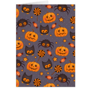 Cute Halloween Pattern Purple Background