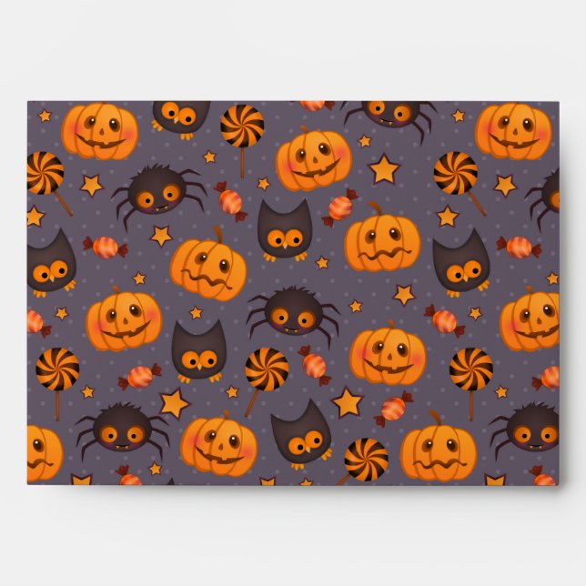 Cute Halloween Pattern Purple Background Envelope (Front)