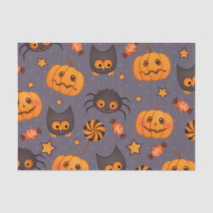 Cute Halloween Pattern Purple Background Tissue Paper