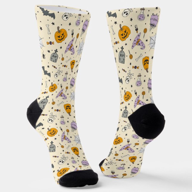 Cute Halloween Pattern Socks (Angled)