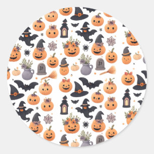 Cute Halloween Pattern Sticker – Pumpkin, Ghost