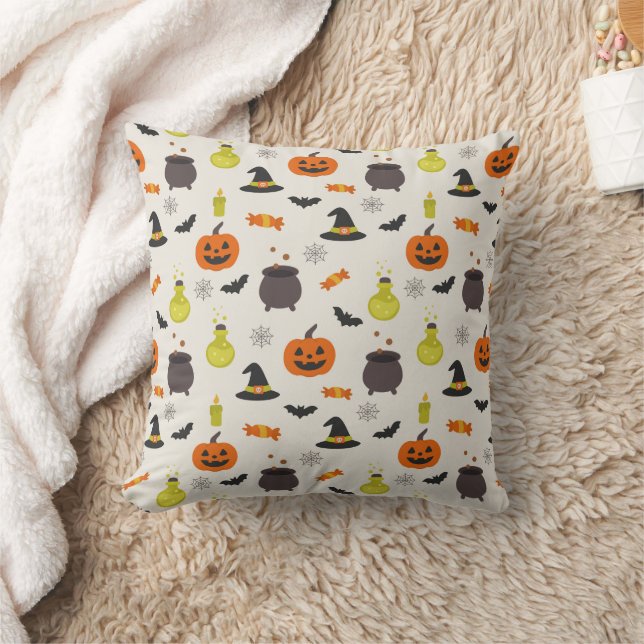 Cute Halloween Pattern  Throw Pillow (Blanket)