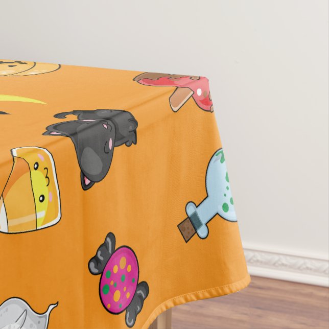 Cute Halloween Pattern with orange background Tablecloth (In Situ)