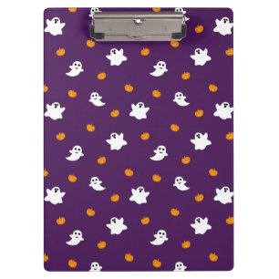 Cute Halloween Pattern with Purple Background Clipboard