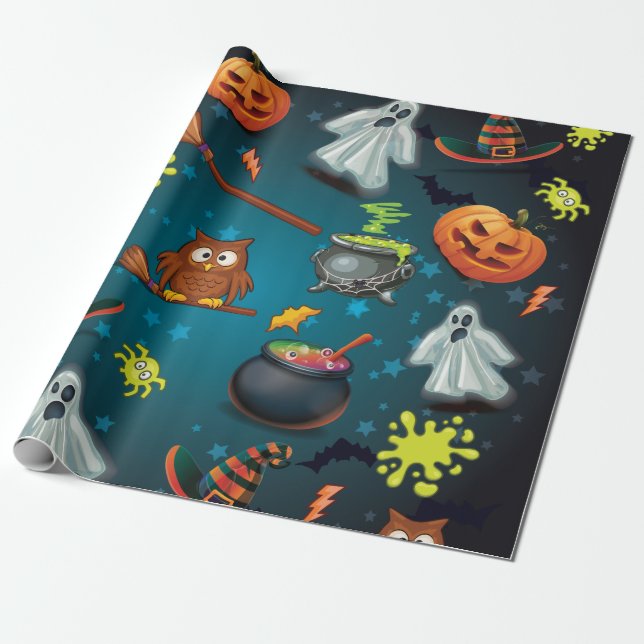 Cute Halloween pattern Wrapping Paper (Unrolled)