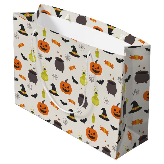 Cute Halloween Pattern Wrapping Paper Roll Large Gift Bag (Back Angled)