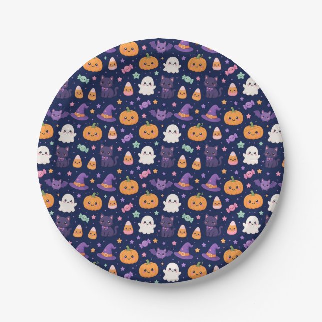 Cute Halloween patterned  Paper Plate (Front)