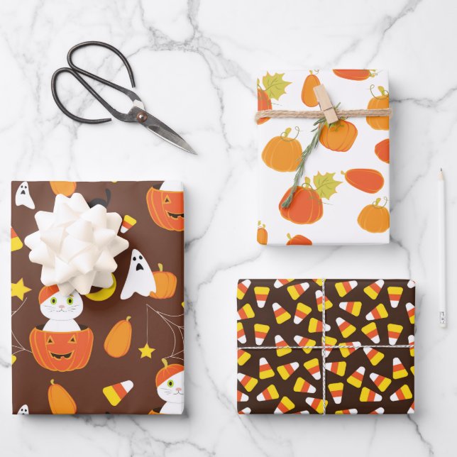 Cute Halloween patterns Wrapping Paper Sheet (Front)