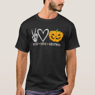 Cute Halloween Peace Love and Gnome Fall Girls Kid T-Shirt