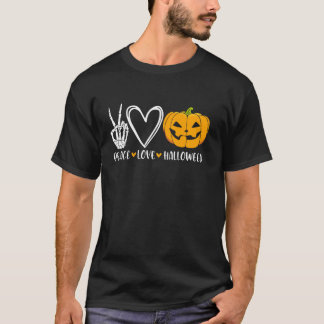 Cute Halloween Peace Love and Gnome Fall Girls Kid T-Shirt