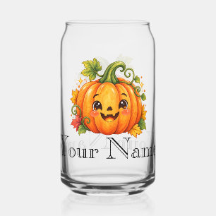 Cute Halloween Personalized Pumpkin Drinking Glass