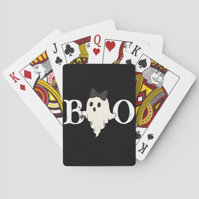 Cute Halloween Poker Cards – "Boo" Ghost with Bow (Back)