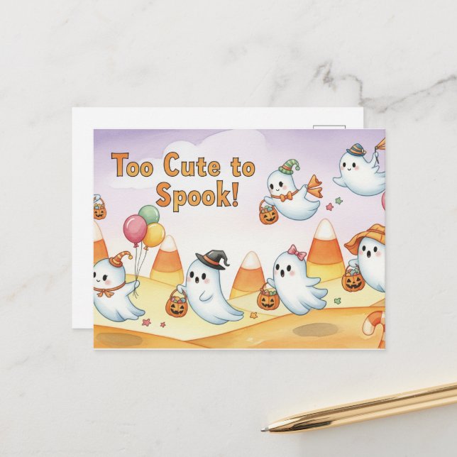 Cute Halloween Postcard (Front/Back In Situ)