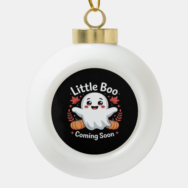 Cute Halloween Pregnancy Announcement Ceramic Ball Christmas Ornament (Front)