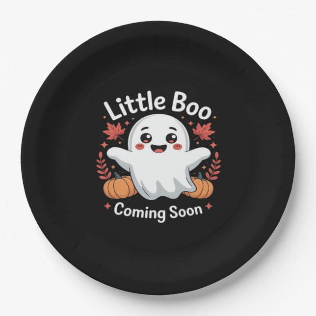 Cute Halloween Pregnancy Announcement Paper Plate (Front)