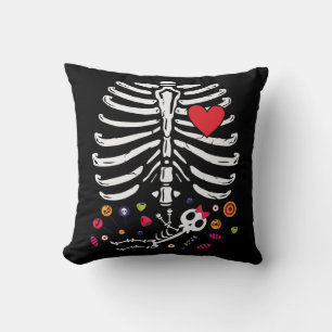 Cute Halloween Pregnancy Skeleton Baby Girl Cushion