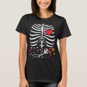 Cute Halloween Pregnancy Skeleton Baby Girl T-Shirt