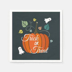 Cute Halloween Pumpkin and Ghosts Trick or Treat Napkin