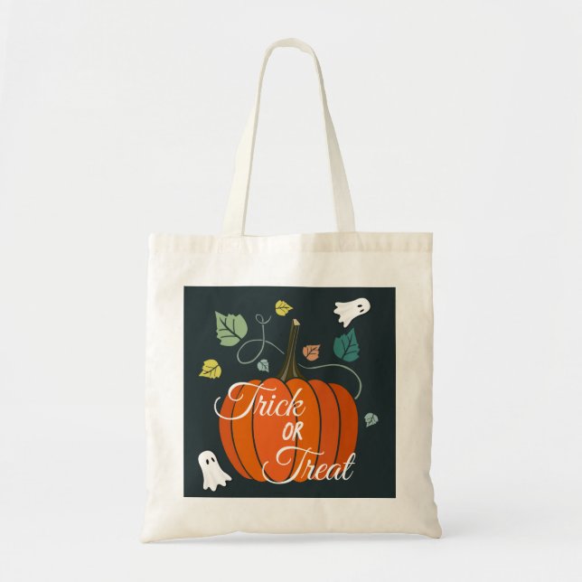 Cute Halloween Pumpkin and Ghosts Trick or Treat  Tote Bag (Front)