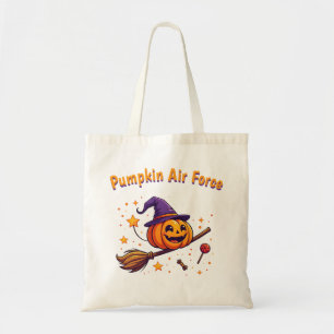 Cute halloween pumpkin broom design tote bag