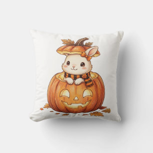 Cute Halloween Pumpkin Bunny - Cosy Fall Rabbit Ar Cushion