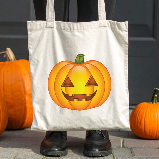 Cute Halloween Pumpkin Cartoon Illustration Tote Bag (Disclaimer: This image is a digital mockup.)