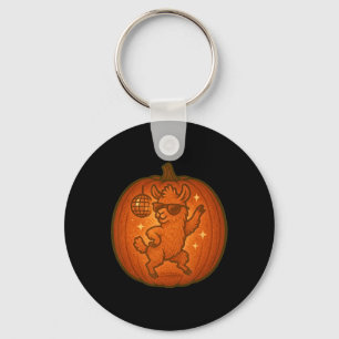 Cute Halloween Pumpkin Dancing Llama Spooky Fall S Key Ring