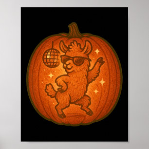 Cute Halloween Pumpkin Dancing Llama Spooky Fall S Poster
