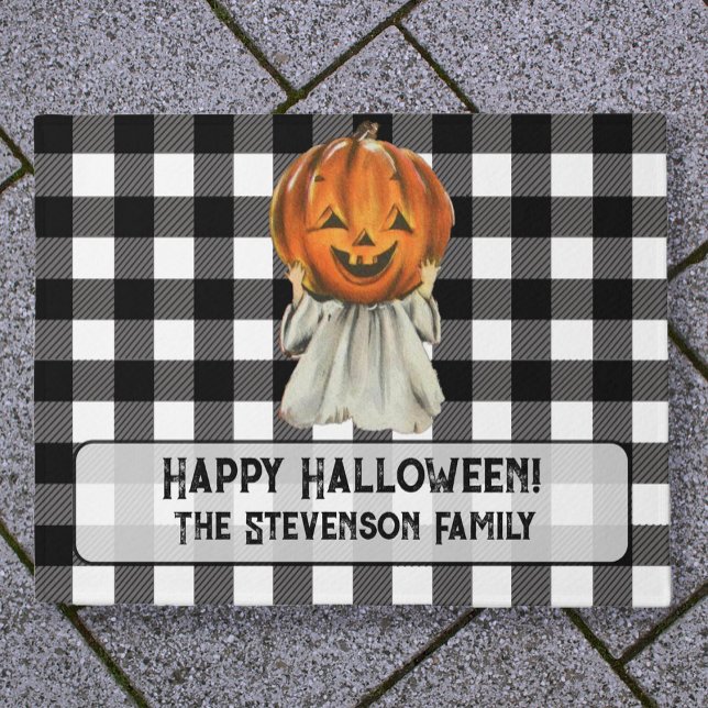 Cute Halloween Pumpkin Ghost Family Name Custom Doormat (Creator Uploaded)