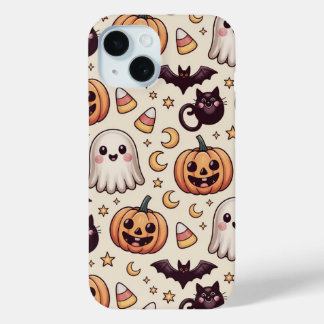 Cute Halloween Pumpkin Ghost Pattern | Kawaii iPhone 15 Case