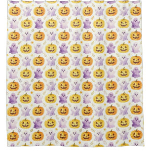 Cute Halloween Pumpkin Ghost  Shower Curtain