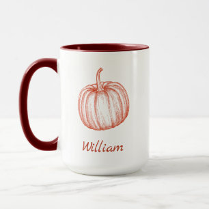 Cute Halloween Pumpkin Illustration Add Your Name Mug