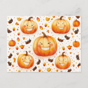 Cute Halloween pumpkin illustration design Postcard