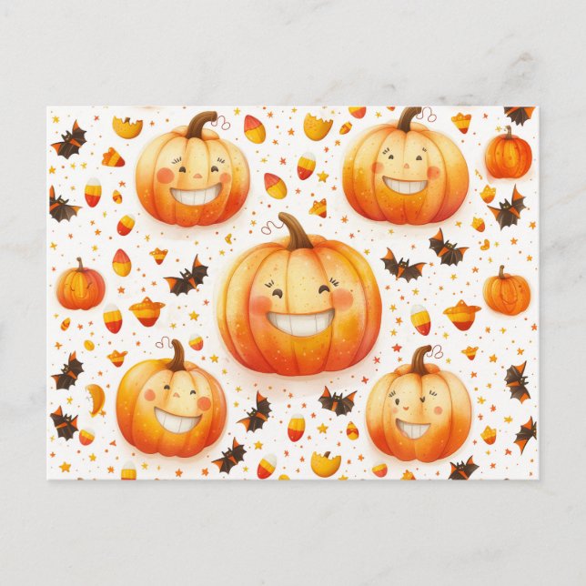 Cute Halloween pumpkin illustration design Postcard (Front)