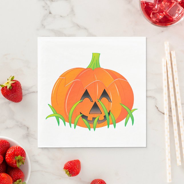 Cute Halloween Pumpkin Jack-O-Lantern Napkin (Creator Uploaded)