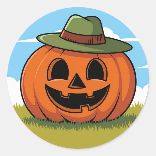 Cute halloween pumpkin jack o'lantern classic round sticker (Front)
