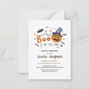 Cute Halloween Pumpkin Little Boo Baby Shower Card