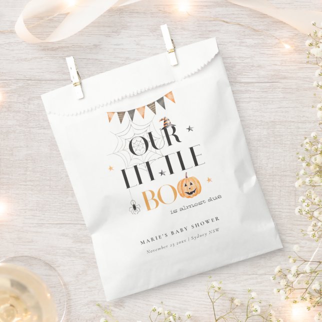 Cute Halloween Pumpkin Little Boo Baby Shower Favour Bag (Clipped)