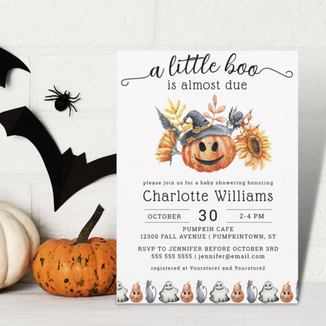 Cute Halloween Pumpkin Little Boo Baby Shower Invitation (Creator Uploaded)