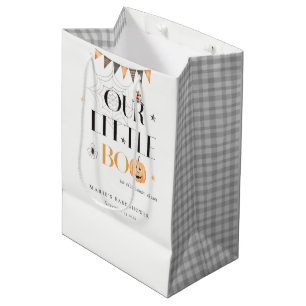 Cute Halloween Pumpkin Little Boo Baby Shower Medium Gift Bag