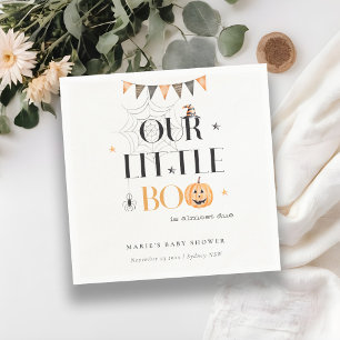 Cute Halloween Pumpkin Little Boo Baby Shower Napkin