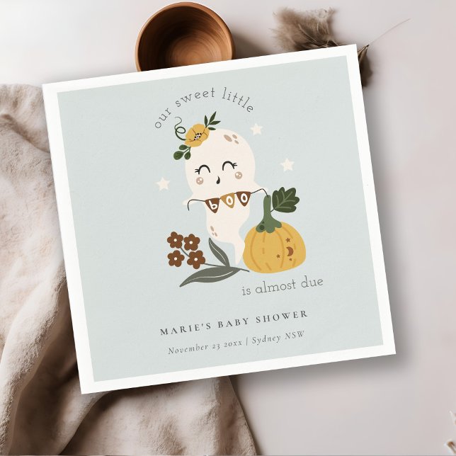 Cute Halloween Pumpkin Little Boo Baby Shower Napkin (Creator Uploaded)