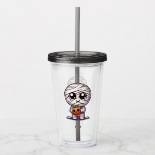 Cute Halloween pumpkin/mummy Acrylic Tumbler