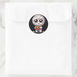 Cute Halloween pumpkin/mummy  Classic Round Sticker