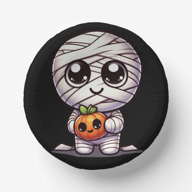 Cute Halloween pumpkin/mummy  Paper Plate (Front)