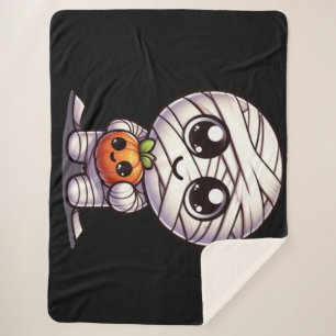 Cute Halloween pumpkin/mummy  Sherpa Blanket