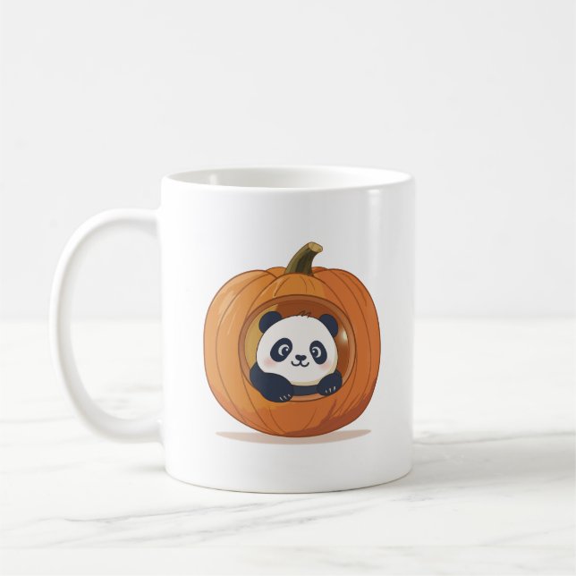 Cute Halloween Pumpkin Panda Coffee Mug (Left)