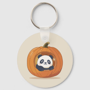 Cute Halloween Pumpkin Panda Key Ring